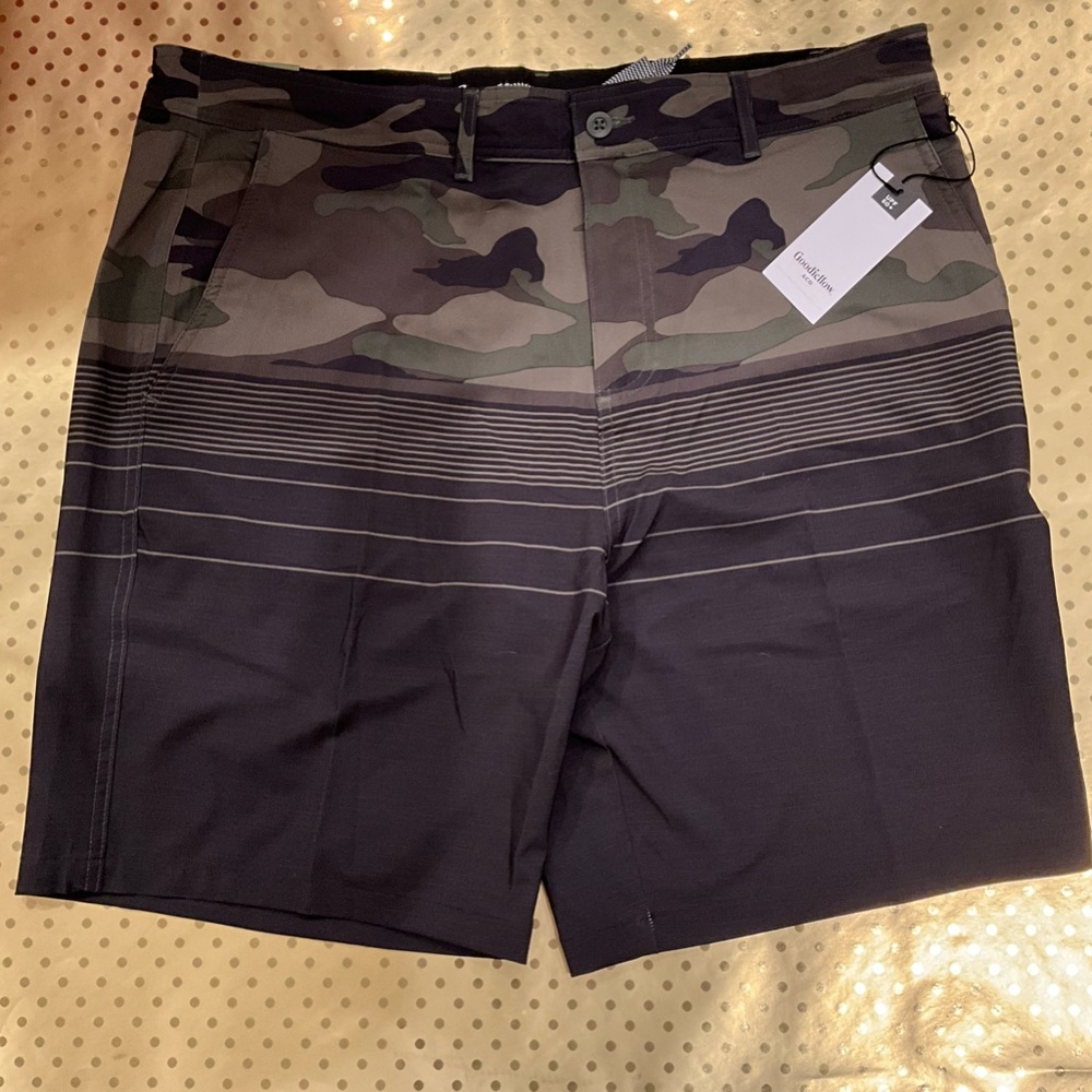 GOODFELLOW & CO FATIGUE COLORED HYBRID SWIM TRUNKS, NWT, SZ 38